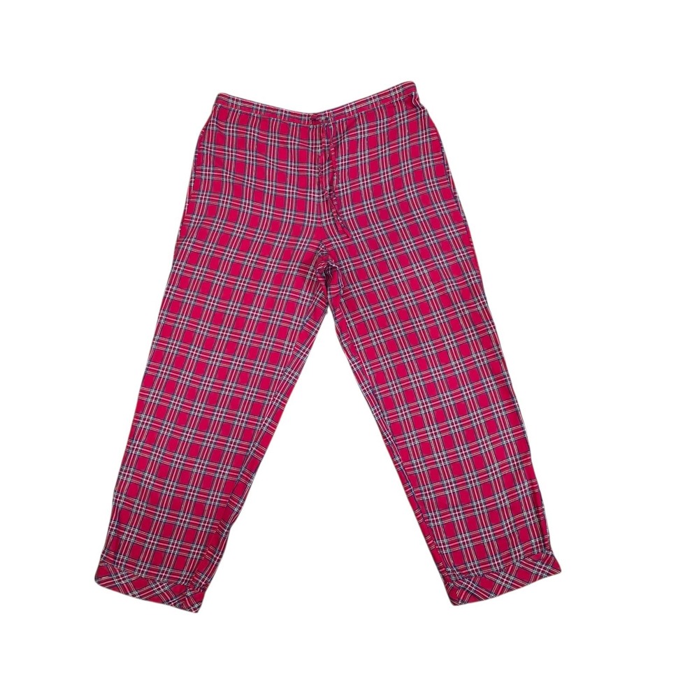 Talbots Womens M Red Tartan Plaid Pajama Lounge Pants Cotton Sleepwear